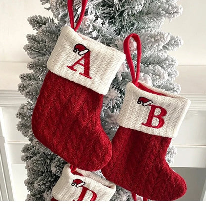 Hot Spot Foreign Trade Exquisite Christmas Socks Wool Knitted Christmas Socks Letter Socks Christmas Pendant Gift Bag