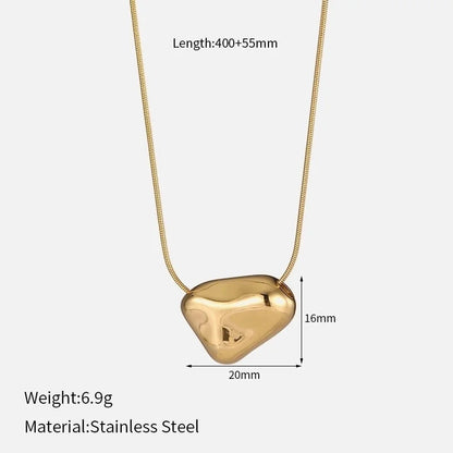 Elegant Glam Geometric Heart Shape Solid Color 304 Stainless Steel Rhinestones Inlay Stainless Steel Necklaces