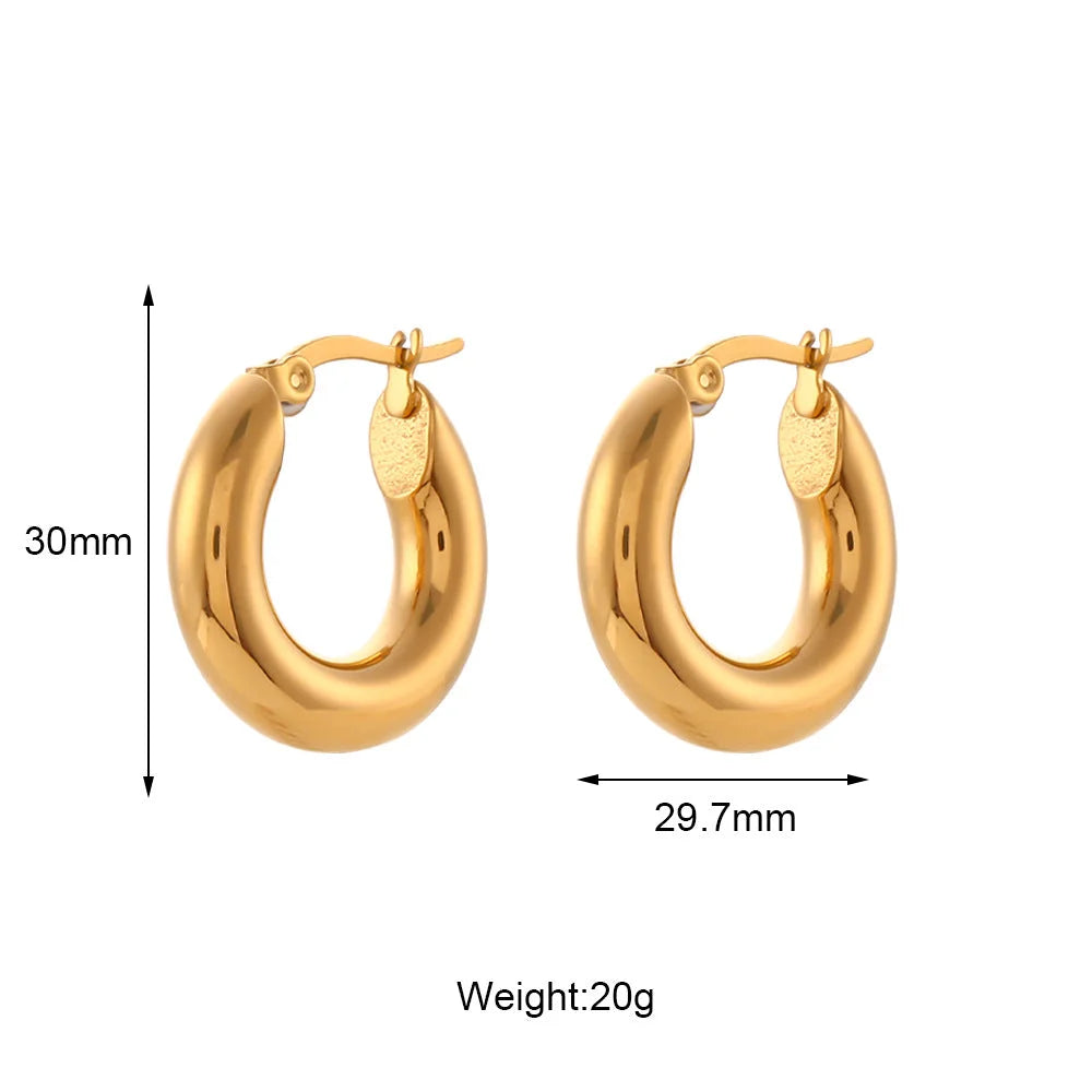 Fashion Round Geometric Stainless Steel 18K Gold Plated Earrings