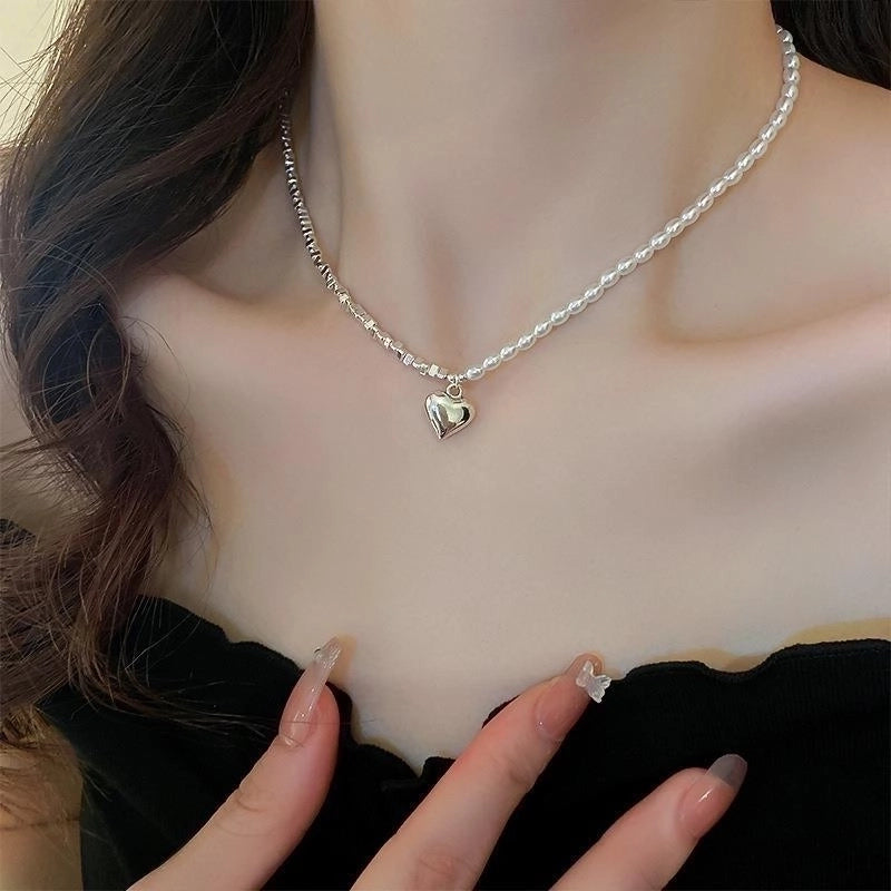 Minimalist Commute Heart Shape Alloy Inlay Zircon Women's Pendant Necklace Necklace