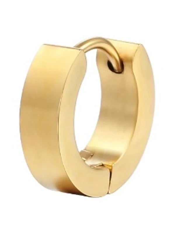 1 Piece Punk Round Plating 201 Stainless Steel 18K Gold Plated Hoop Earrings