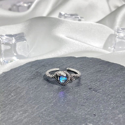 Hip-Hop Cool Style Snake Copper Plating Inlay Rhinestones Open Rings