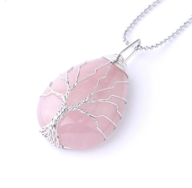 Ig Style Minimalist Tree Water Droplets Natural Stone Crystal Opal Women's Pendant Necklace Necklace Pendant