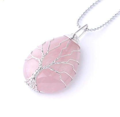 Ig Style Minimalist Tree Water Droplets Natural Stone Crystal Opal Women's Pendant Necklace Necklace Pendant