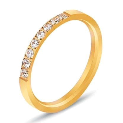 Minimalist Round Titanium Steel Plating Inlay Artificial Gemstones Rings