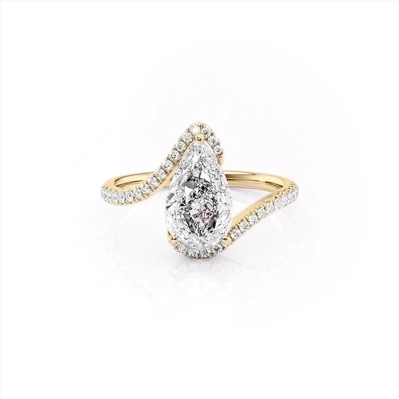 Minimalist Water Droplets Copper Plating Inlay White Gold Plated Zircon Rings