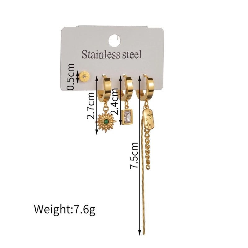 1 Set Minimalist Classic Style Heart Shape Inlay 304 Stainless Steel Rhinestones Drop Earrings