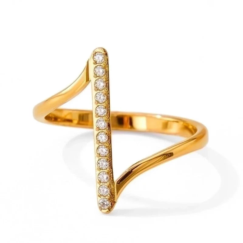 3 Pieces Retro Solid Color 304 Stainless Steel 16K Gold Plated White Gold Plated Gold Plated None Inlaid Zircon Wave Ring