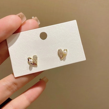 Sweet Heart Shape Bow Knot Copper Inlay Rhinestones Earrings 1 Pair