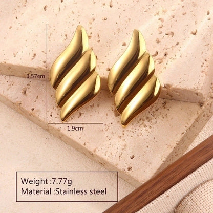 1 Pair Modern Style Geometric Flower Stamping 304 Stainless Steel Imitation Gold Drop Earrings Ear Studs