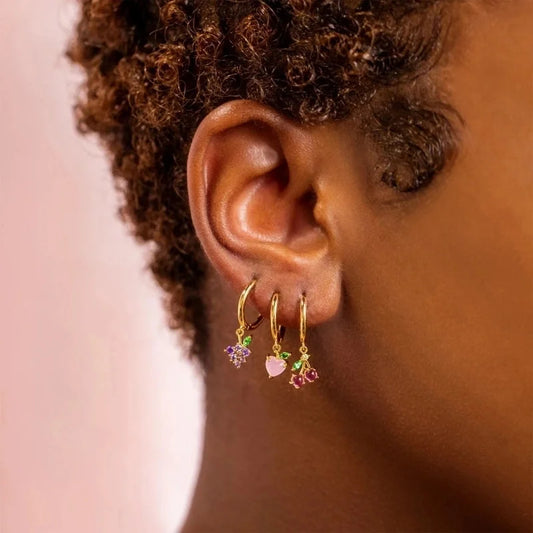 Minimalist Fruit Copper Zircon Earrings