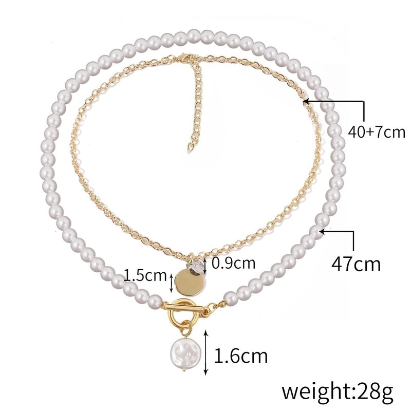 2 Pieces Elegant Lady Modern Style Letter Water Droplets Butterfly Artificial Pearl Alloy Copper Pendant Necklace