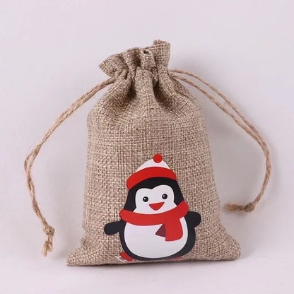 1 Piece Linen Cute Daily Festival Christmas Santa Claus Elk