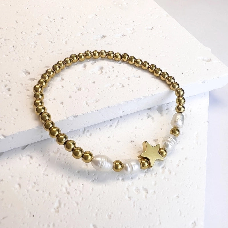 Sweet Star Heart Shape Butterfly Stainless Steel Beaded Plating Bracelets