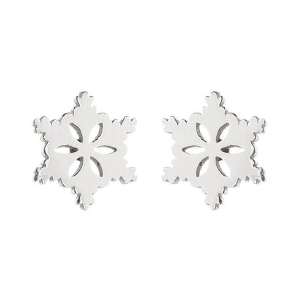 1 Pair Fashion Snowflake Plating 304 Stainless Steel 18K Gold Plated Ear Studs