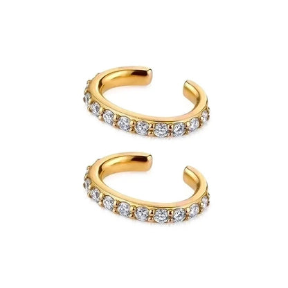 1 Pair Ins Style Minimalist Shiny C Shape Plating Inlay Copper Zircon Gold Plated Ear Clips