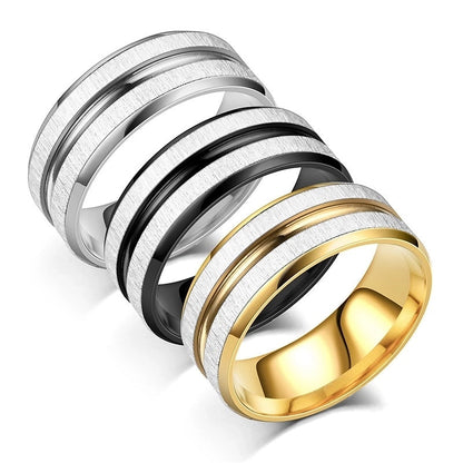 Fashion Stripe Titanium Steel 18K Gold Plated Plating Rings