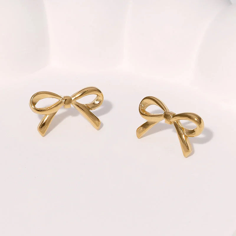 Minimalist Bowknot Bowknot Stainless Steel Electroplating Stud Earrings