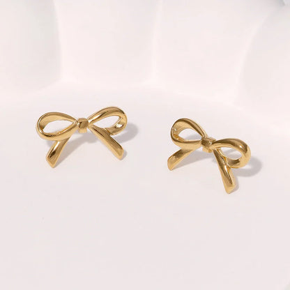Minimalist Bowknot Bowknot Stainless Steel Electroplating Stud Earrings
