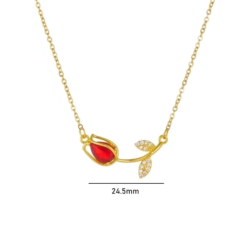 Titanium Steel Copper Minimalist Shiny Plating Inlay Flower Zircon Necklace