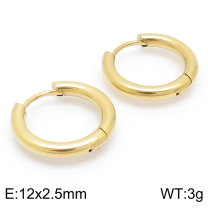 1 Pair Streetwear Solid Color Titanium Steel 18K Gold Plated Hoop Earrings