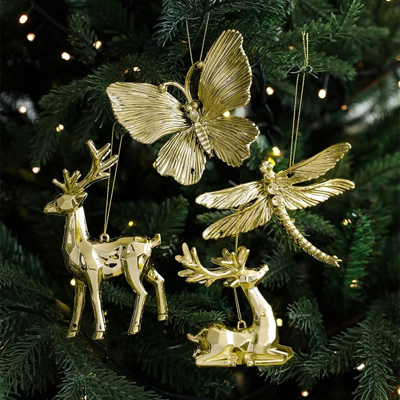 Christmas Elegant Lady Pastoral Star Elk Plastic Holiday Banquet Hanging Ornaments Decorations Hanging Ornaments