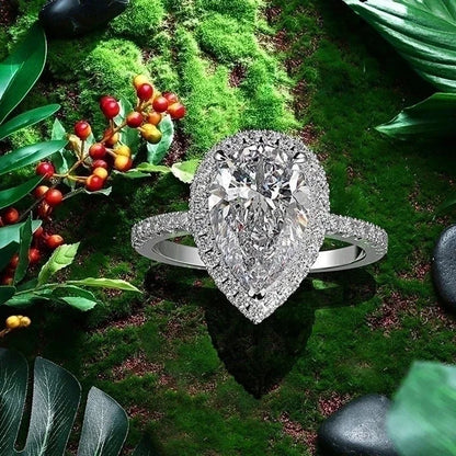 Creative Sparkling Drop-shaped Copper Zircon Wedding Ring Ladies Wedding Jewelry