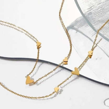Modern Style Minimalist Heart Shape 304 Stainless Steel 316 Stainless Steel No Inlaid 16K Gold Plated White Gold Plated Gold Plated Bracelets Anklet Necklace