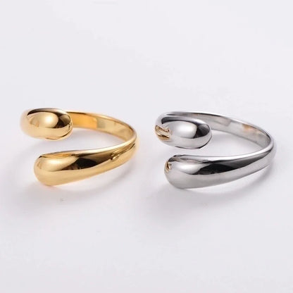 304 Stainless Steel 18K Gold Plated Minimalist Plating Solid Color No Inlaid Open Ring
