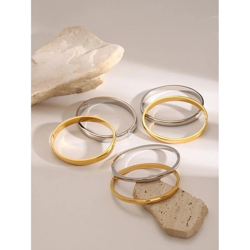 Classic Style Solid Color 304 Stainless Steel Bangle In Bulk Stainless Steel Bracelets