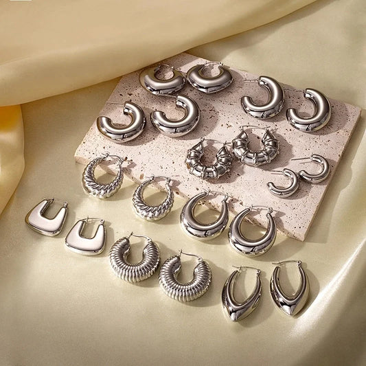 1 Pair Casual Classic Style C Shape U Shape Irregular Plating 304 Stainless Steel Earrings Ear Studs