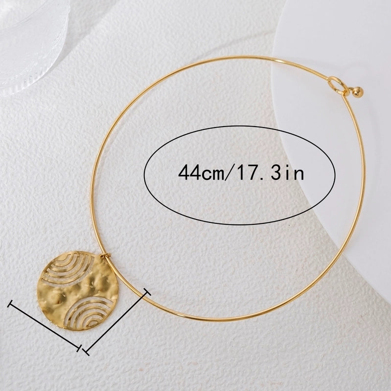 IG Style Casual Vacation Round Vortex Flower 304 Stainless Steel 14K Gold Plated Hollow Out Choker