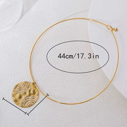 IG Style Casual Vacation Round Vortex Flower 304 Stainless Steel 14K Gold Plated Hollow Out Choker