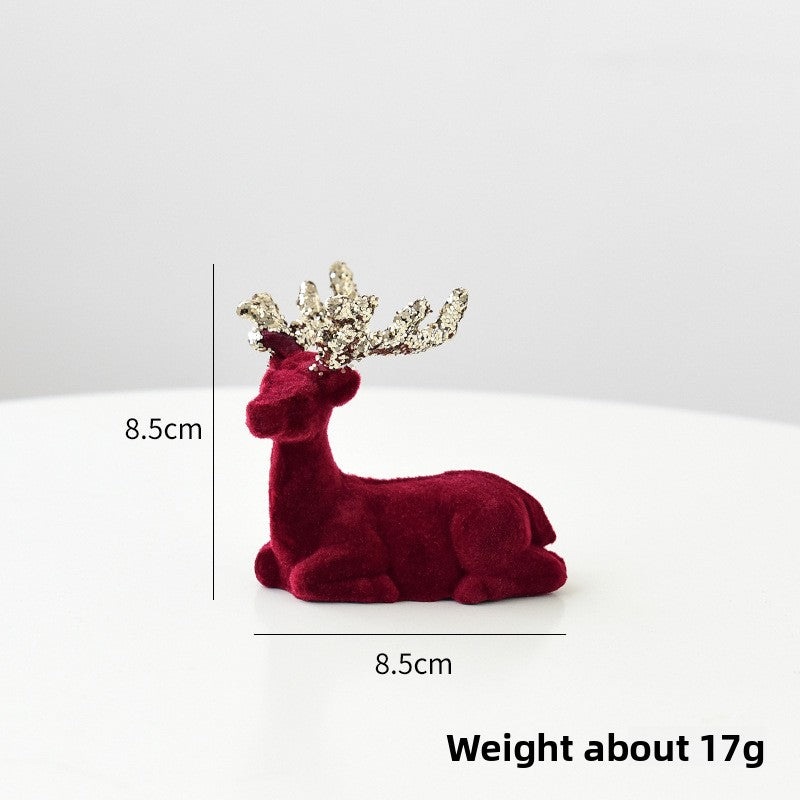 Christmas Reindeer Ornament Christmas Tree Decoration Hanging Decoration Glitter Wine Red Flocked Reindeer Pendant