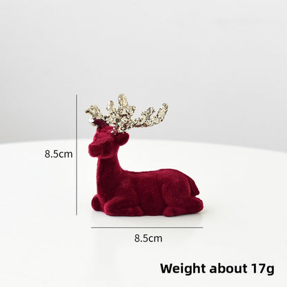 Christmas Reindeer Ornament Christmas Tree Decoration Hanging Decoration Glitter Wine Red Flocked Reindeer Pendant