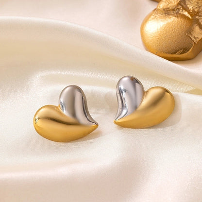 1 Pair Basic Minimalist Irregular Heart Shape Plating Titanium Steel Ear Studs