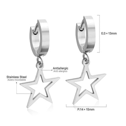 Fashion Triangle Round Heart Shape Stainless Steel Rhinestones Drop Earrings 1 Pair