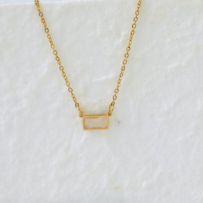 IG Style Modern Style Classic Style Rectangle 304 Stainless Steel Zircon 18K Gold Plated Inlay Pendant Necklace