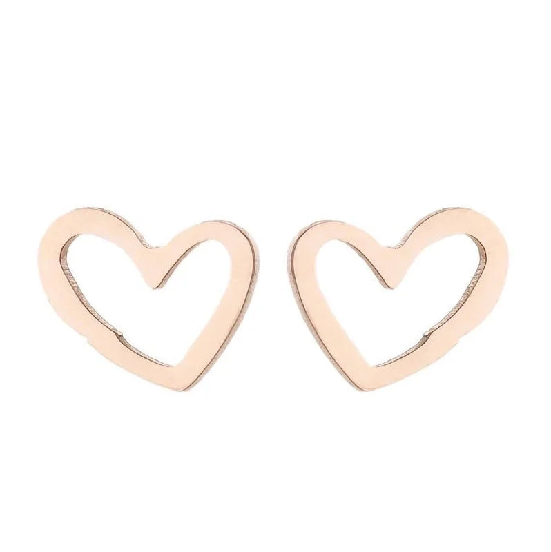 1 Pair Fashion Heart Shape 304 Stainless Steel 18K Gold Plated Ear Studs