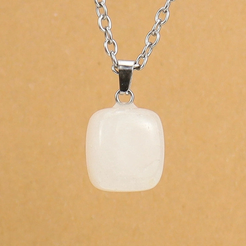 Minimalist Geometric Natural Stone Ferroalloy Knitting Pendant Necklace