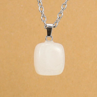 Minimalist Geometric Natural Stone Ferroalloy Knitting Pendant Necklace