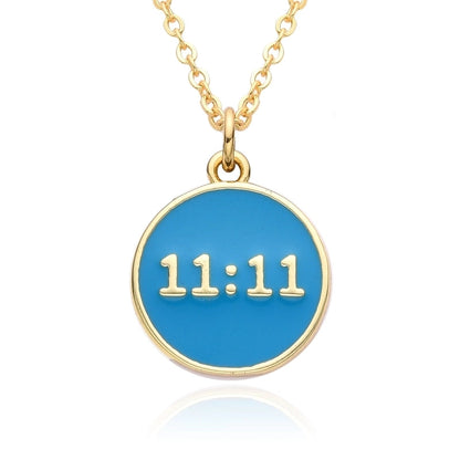 2 Pieces Copper Enamel Geometric Number Pendant Necklace