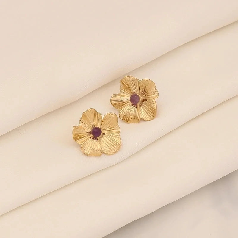 1 Pair Elegant Minimalist Sunflower Flower Plating 304 Stainless Steel 18K Gold Plated Ear Studs