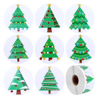 5 Rolls 500 Christmas Roll Stickers Colorful Christmas Tree Stickers Christmas Gift Decoration Stickers