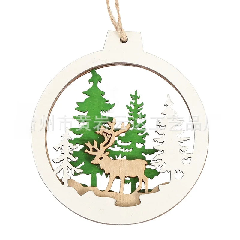 Spot New Creative Christmas Decorative Wooden Crafts Hollow Christmas Tree Decorative Wooden Products Small Pendant