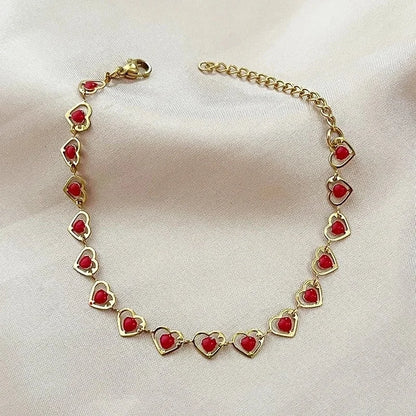 Titanium Steel Minimalist Classic Style Inlay Heart Shape Turquoise Bracelets