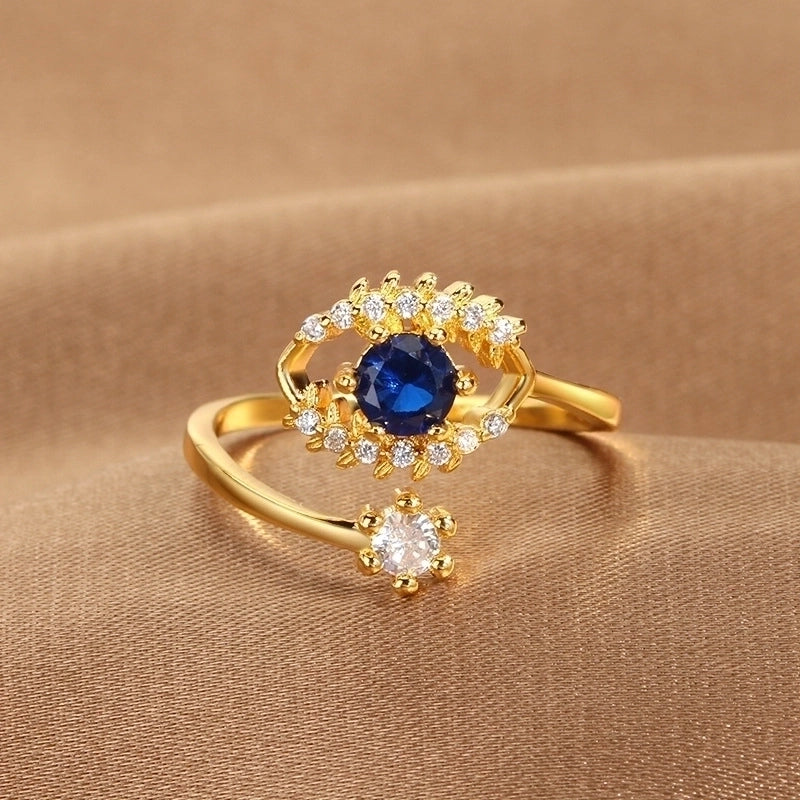 1 Piece Lady Devil's Eye Copper Plating Artificial Gemstones Open Ring