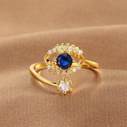 1 Piece Lady Devil's Eye Copper Plating Artificial Gemstones Open Ring