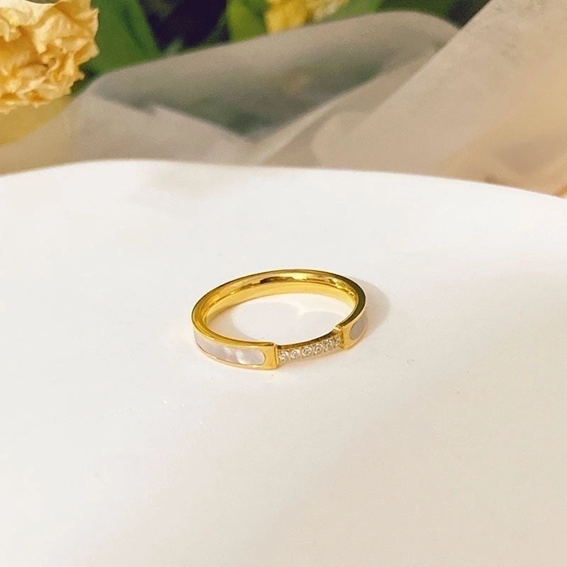 Lady Geometric Titanium Steel Plating Rings