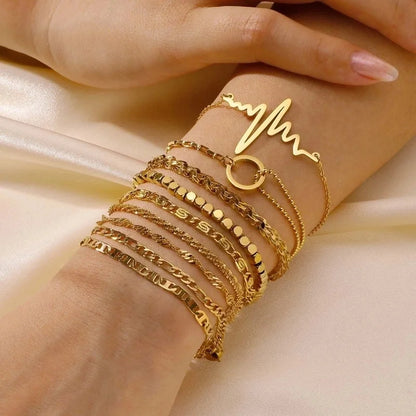 Casual Minimalist Solid Color 304 Stainless Steel 18K Gold Plated Bracelets In Bulk
